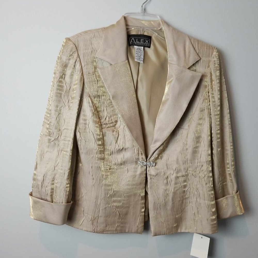 Alex Evenings Gold Shimmer Blazer rhinestones 8 mother of the bride